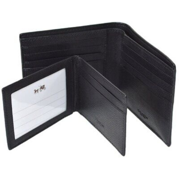 2PC Coach Navy Blue Compact ID Crossgrain Leather Bifold Credit Card Wallet NWOT - Picture 11 of 14